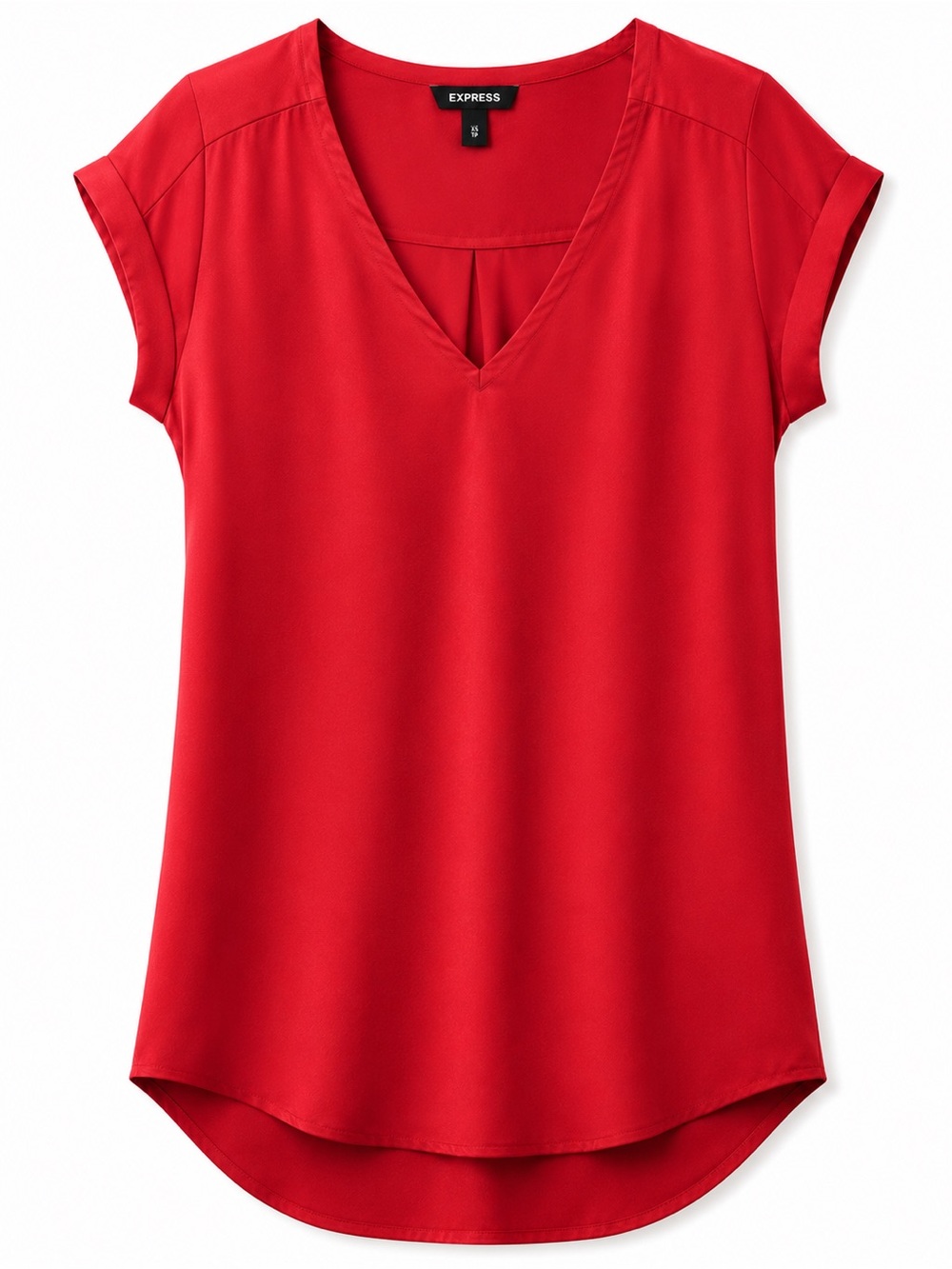 Express Red V-Neck Short Sleeve